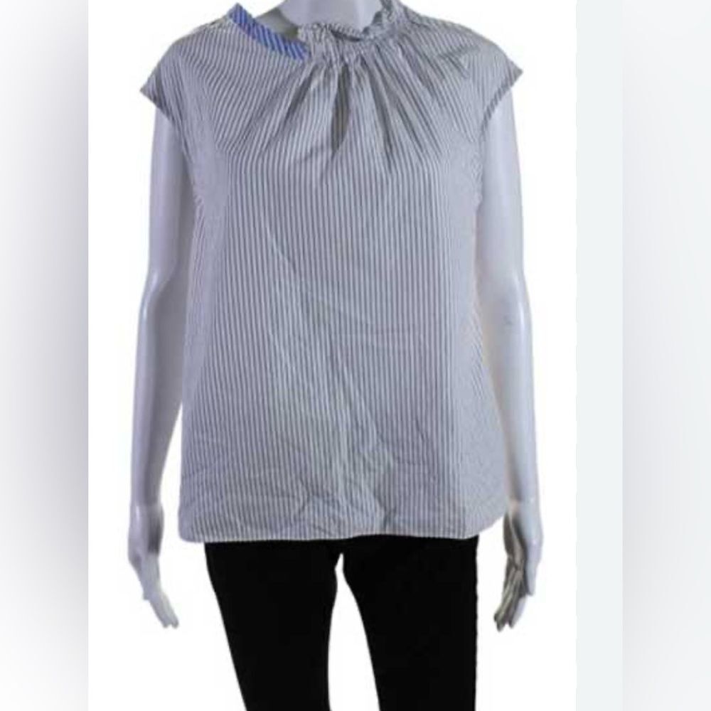 TEIJA Red & Blue Stripe Roundneck Top Size 10